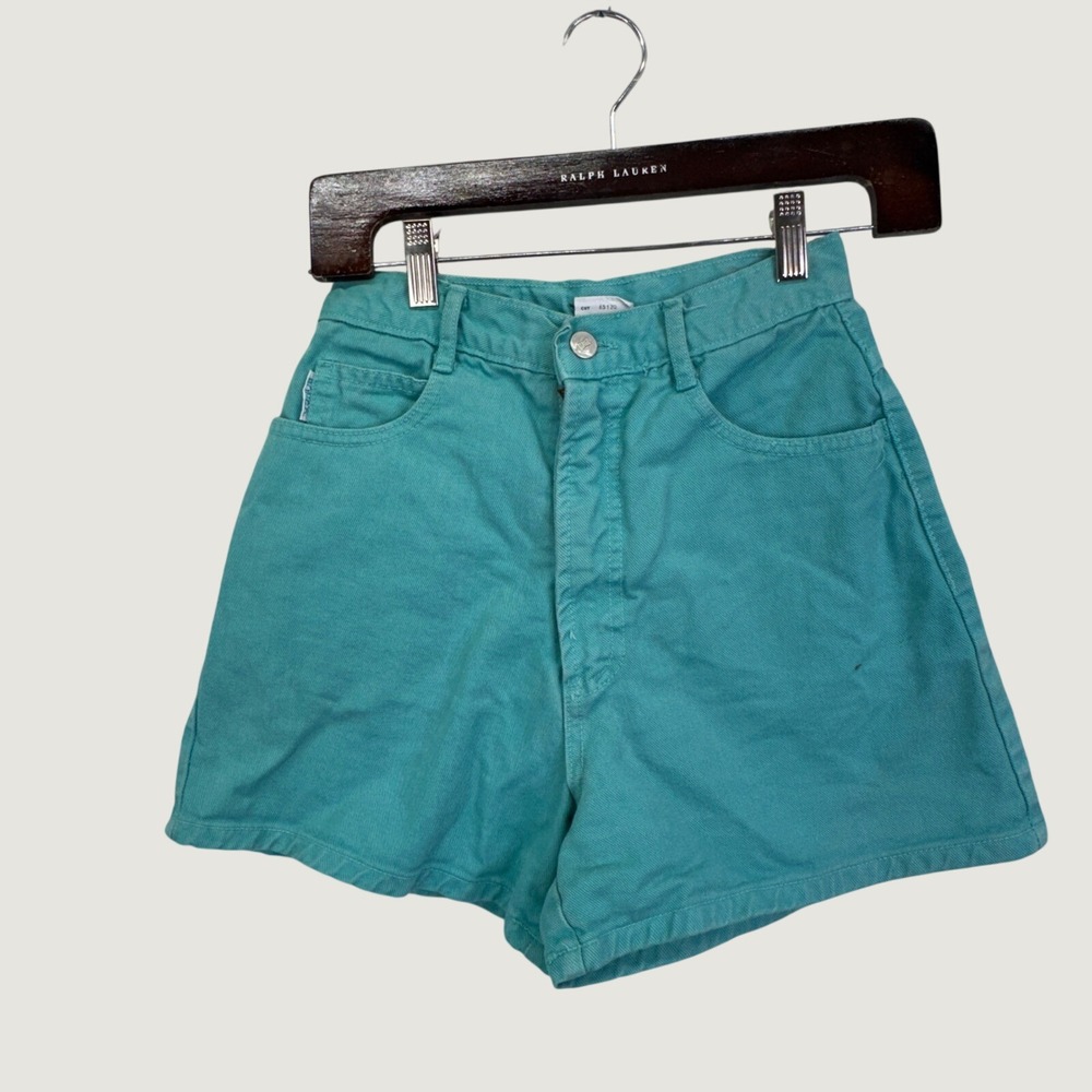 Bongo Vintage High Waisted Denim Shorts Size 3 Teal Green 90s Retro‎ Aesthetic